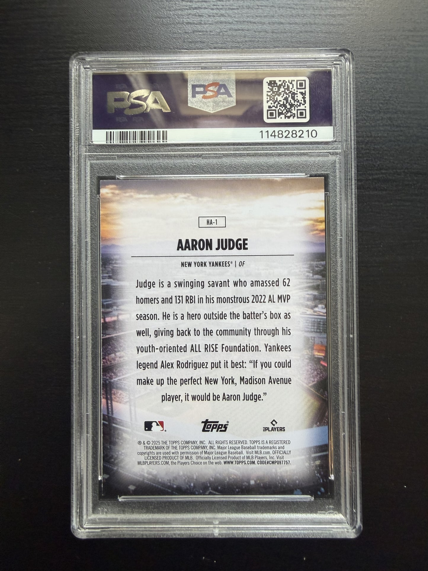 AARON JUDGE 2025 HOMEFIELD ADVANTAGE PSA 9